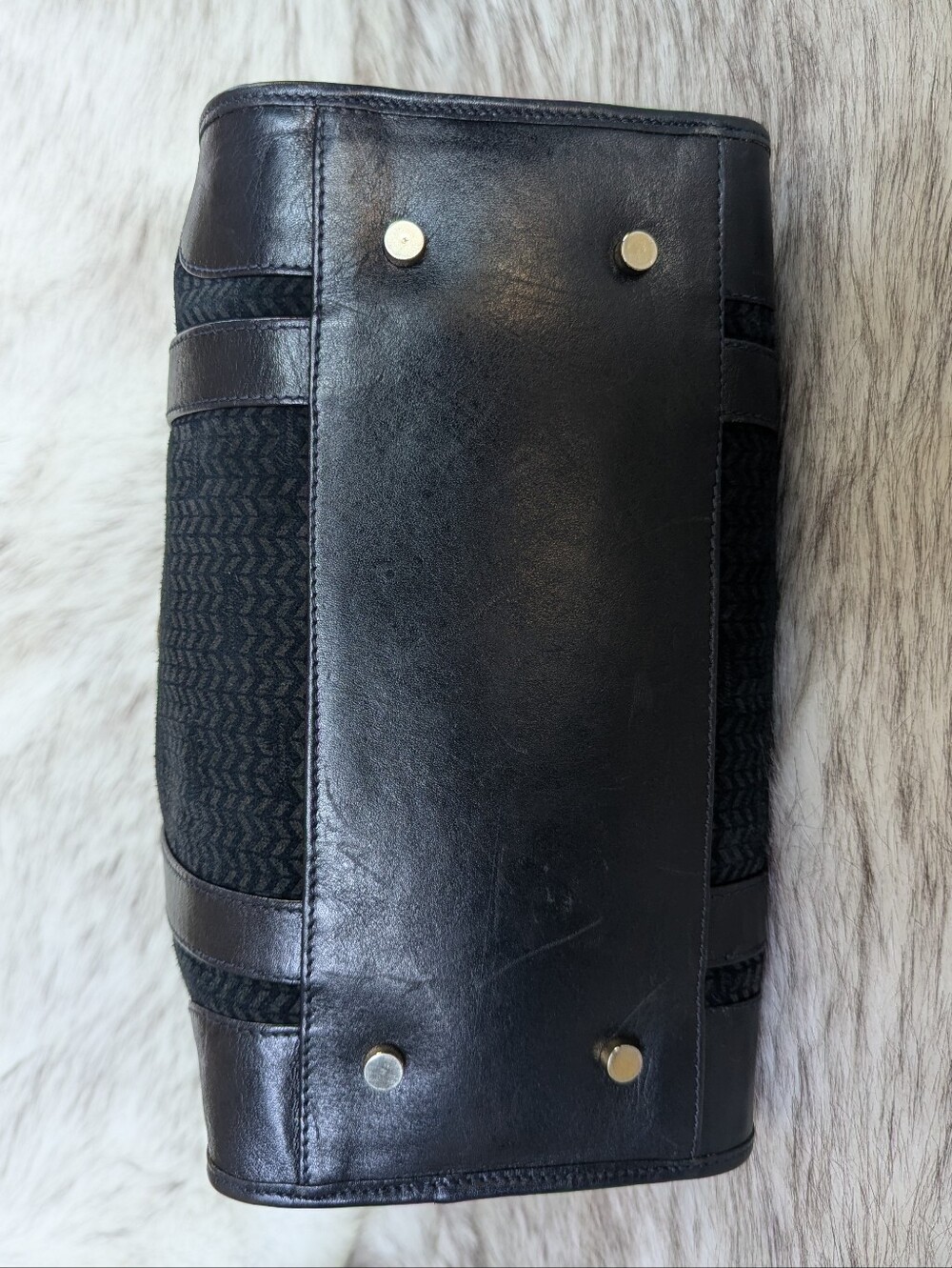 Vintage Caggiono Navy Suede Satchel - Picture 8 of 15